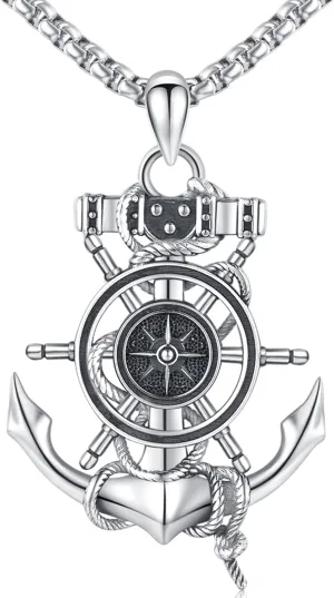 Sterling Silver Nautical Anchor Necklace for Men & Women - Inspirational Jewelry Gifts for Travelers, Graduates & Sailors
