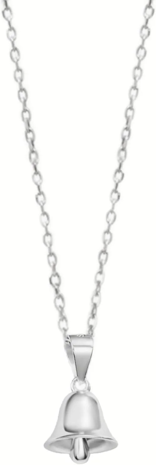 Sterling Silver Shiny 3D Jingle Bell Pendant Charm Belcher Chain Necklace