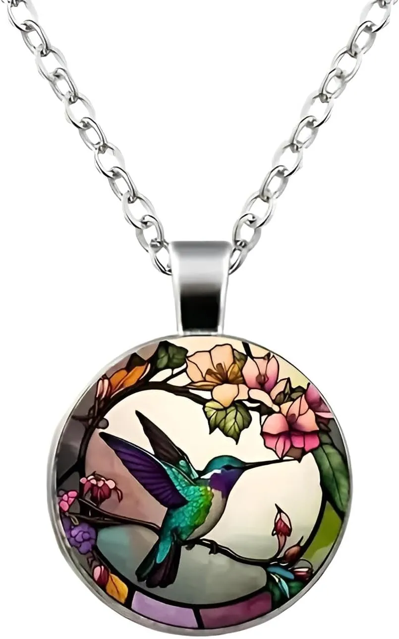 Stunning Hummingbird Pendant Necklace - Two Humming Birds Searching for Flower - Fashionable Alloy Jewelry with Delicate Details - Birthday, Party, Gift Idea for Her