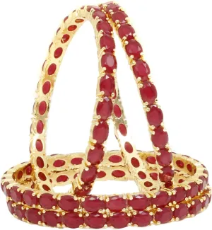Sukh Collection Jewellery Indian Exclusive Fashionable Beautiful Gold Tone Ruby 4 Pcs American Diamond Made Bangle Bracelets Traditional Women Wedding Party wear Bangles Bridal Bollywood Jewelry