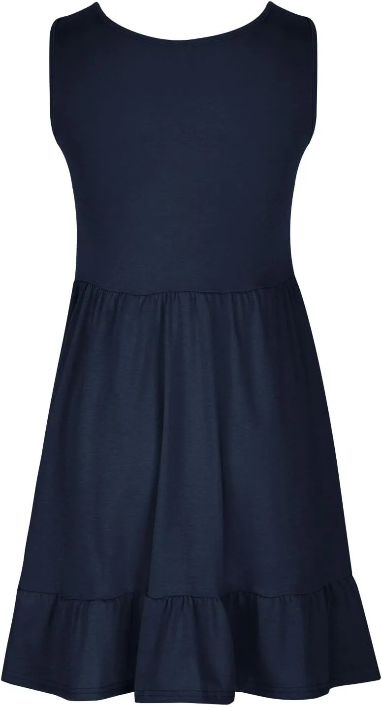 Summer Dress Women 2024 Sleeveless Sun Dress Ruffle Tank Dress Flowy Beach Dress Fashion Vacation Dress Casual Dress
