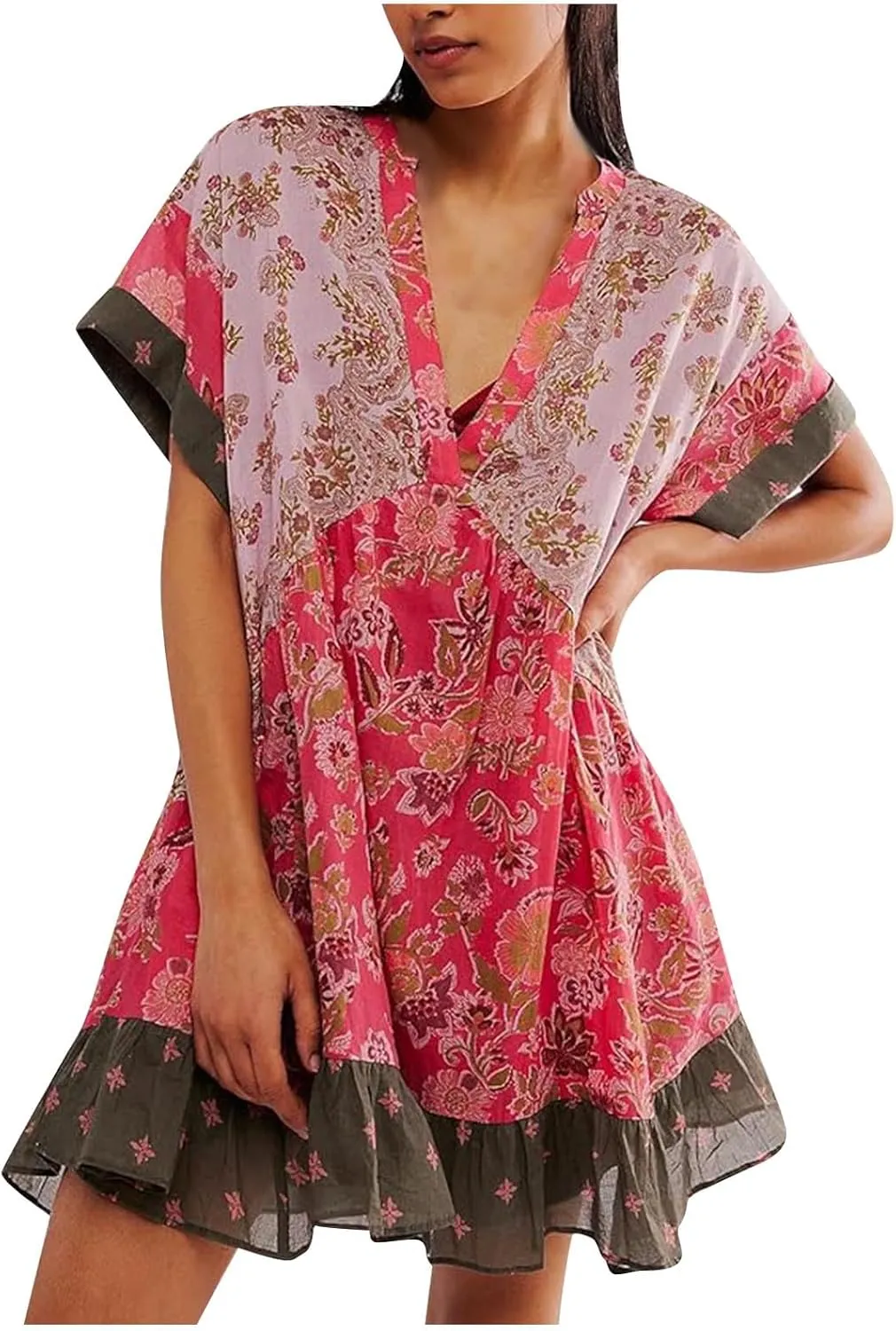 Summer Dresses for Women Hot Short Mini Dress Babydoll Dress Boho Floral Flowy Y2k Mini Sundresses 2025