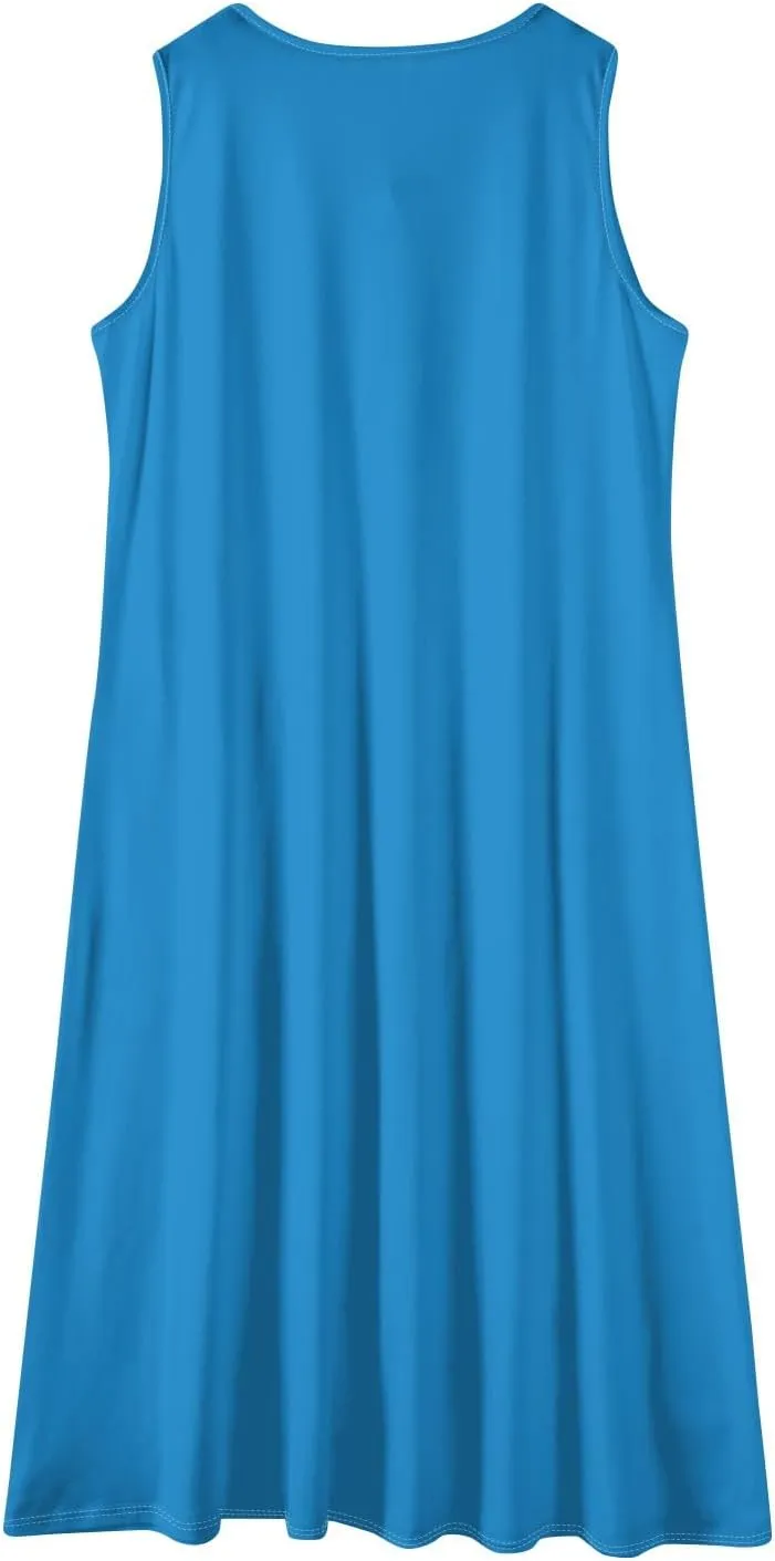 Sun Dresses for Women 2025 Vacation Summer Boho Beach Casual Empire Waist A-Line Midi Flowy Sundresses with Pockets