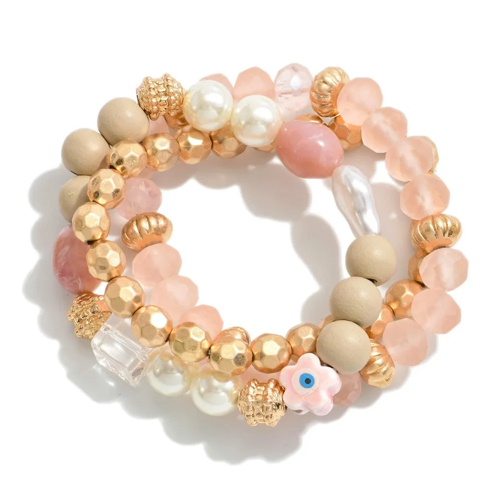 Sweet & Pink Set Of 3 Bracelets