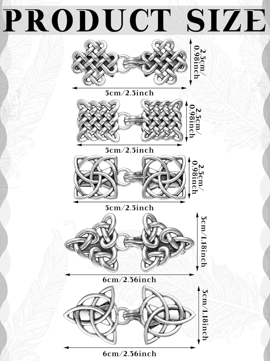 Syhood 5 Pieces Shawl Clips Cloak Clasp Cardigan Sweater Clips Vintage Collar Retro Cloak Brooches and Silver Shawl Pins