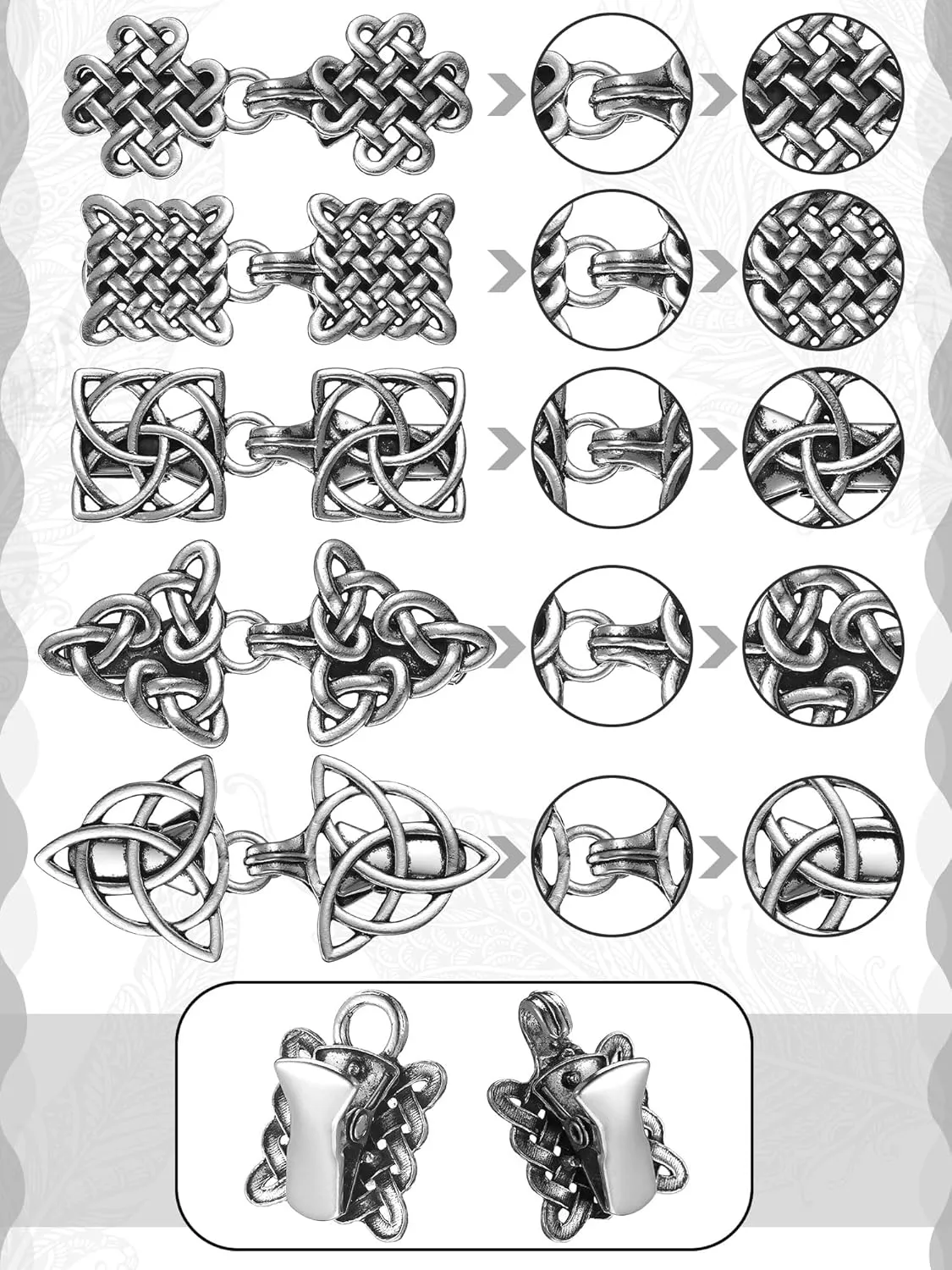 Syhood 5 Pieces Shawl Clips Cloak Clasp Cardigan Sweater Clips Vintage Collar Retro Cloak Brooches and Silver Shawl Pins