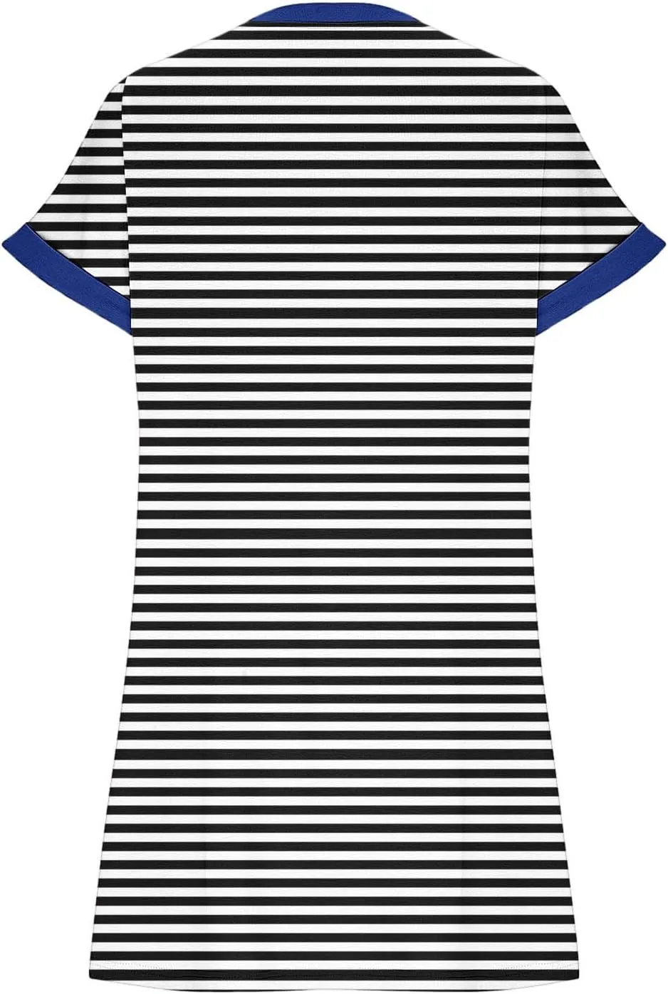 TANGNADE Womens Striped Summer Dresses Crewneck Cap Short Sleeve Midi Dress Casual A Line Tshirt Dress with Pockets