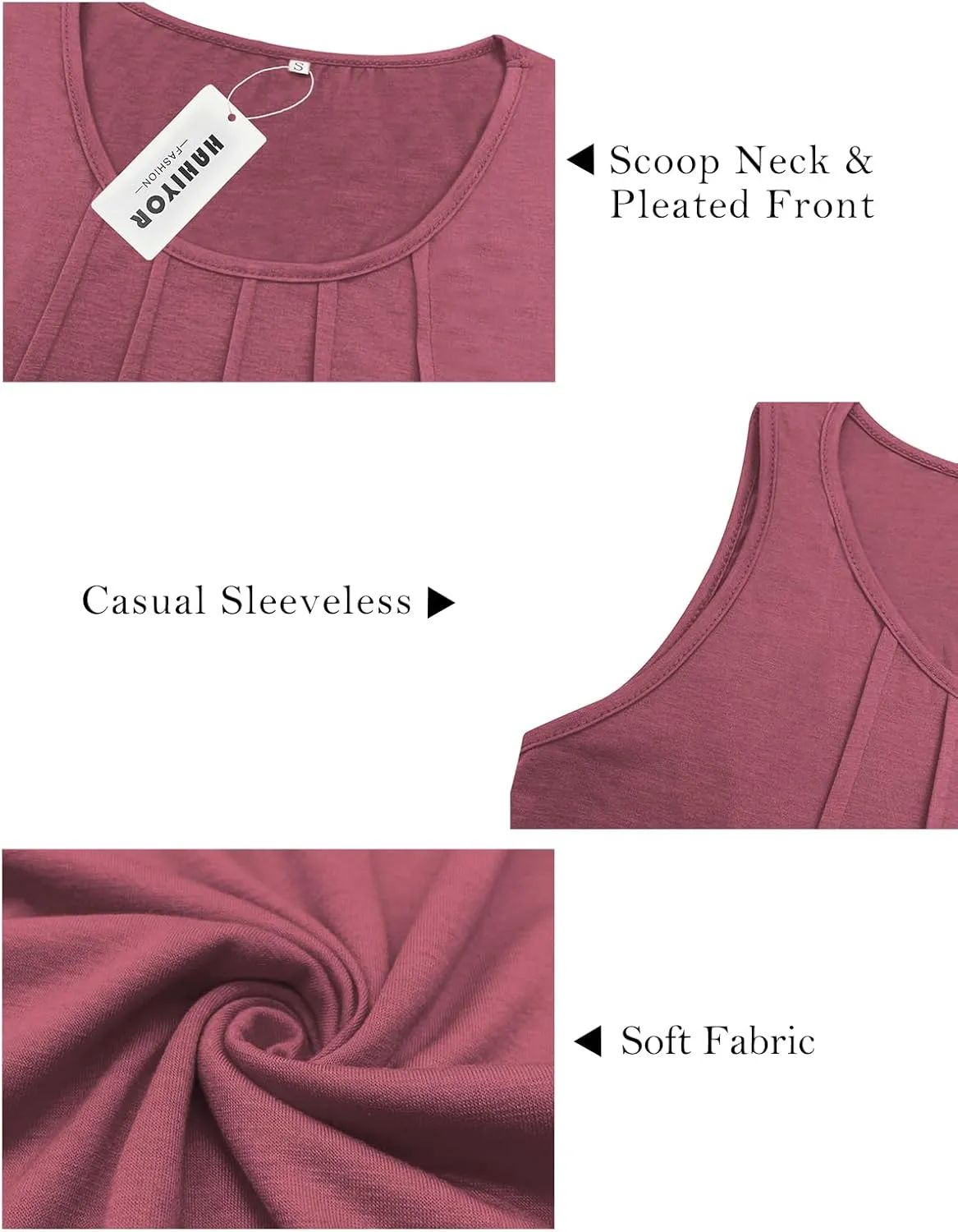 Tank-Tops-for-Women 2025 Summer Sleeveless Casual Pleated Shirts Trendy Scoop Neck Tunics Flowy Tees