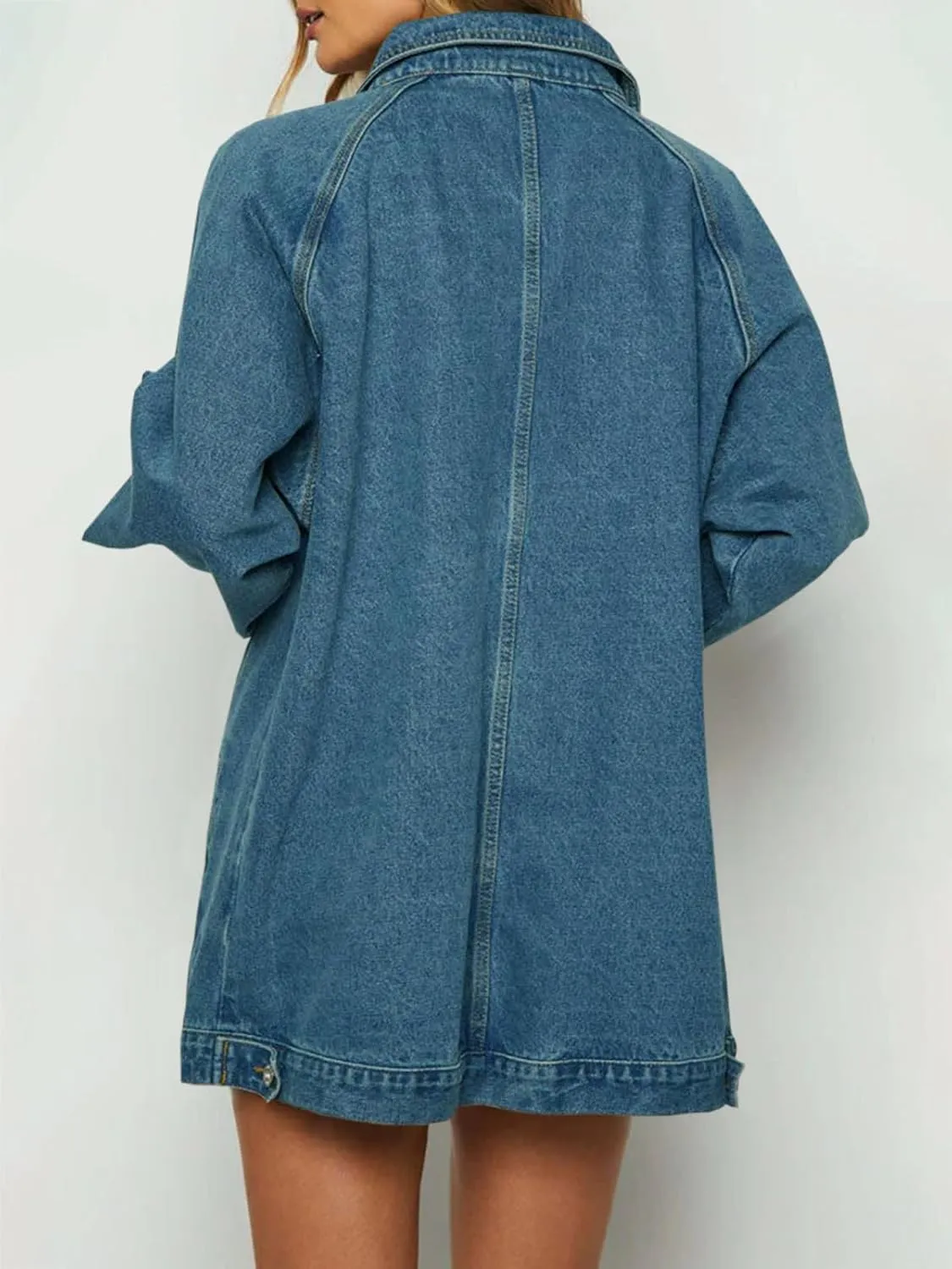 Tankaneo Womens Oversized Denim Jackets Casual Zip up Spring Long Sleeve Jean Jacket with Pocket