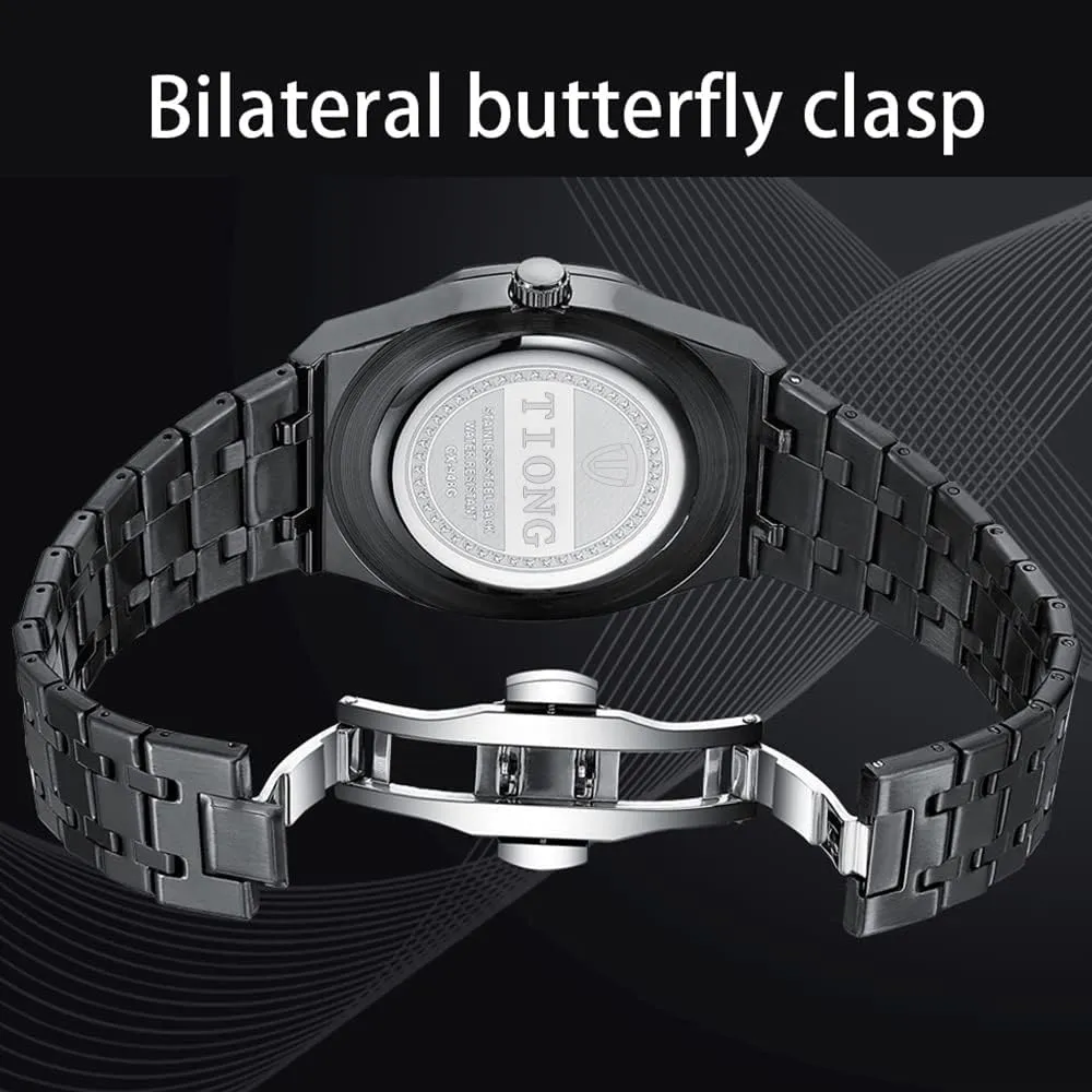 Tiong Mens Watches Chronograph Stainless Steel Waterproof Date Analog Quartz Watch Business Casual Fashion Wrist Watches for Men