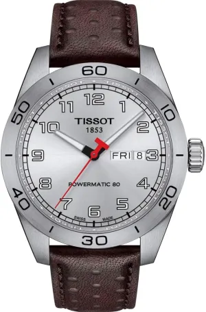 Tissot Mens PRS 516 Powermatic 80 316L Stainless Steel case Automatic Watch, Brown, Leather, 20 (T1314301603200)