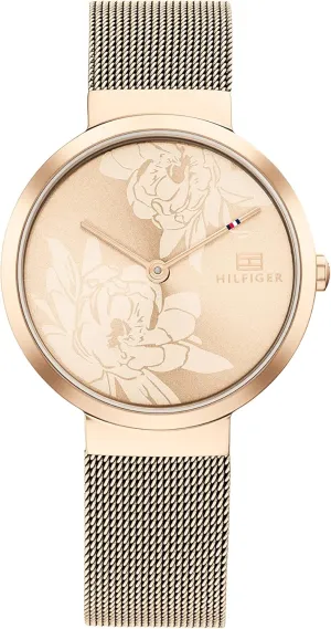 Tommy Hilfiger Women's Quartz Rose Gold Ionic Plated and Mesh Bracelet Watch, Color: Carnation (Model: 1782471)