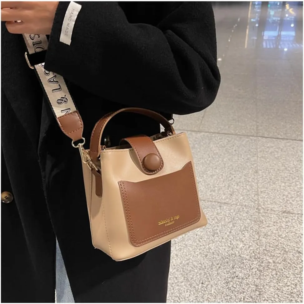 Top Handle Bucket Bag Hobo Bucket Handbag with Guitar Strap Small Crossbody Shoulder Bucket Bags and Purses
