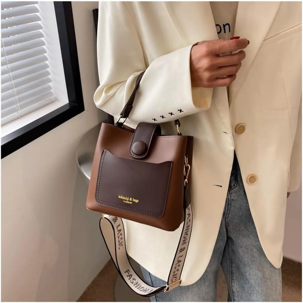Top Handle Bucket Bag Hobo Bucket Handbag with Guitar Strap Small Crossbody Shoulder Bucket Bags and Purses