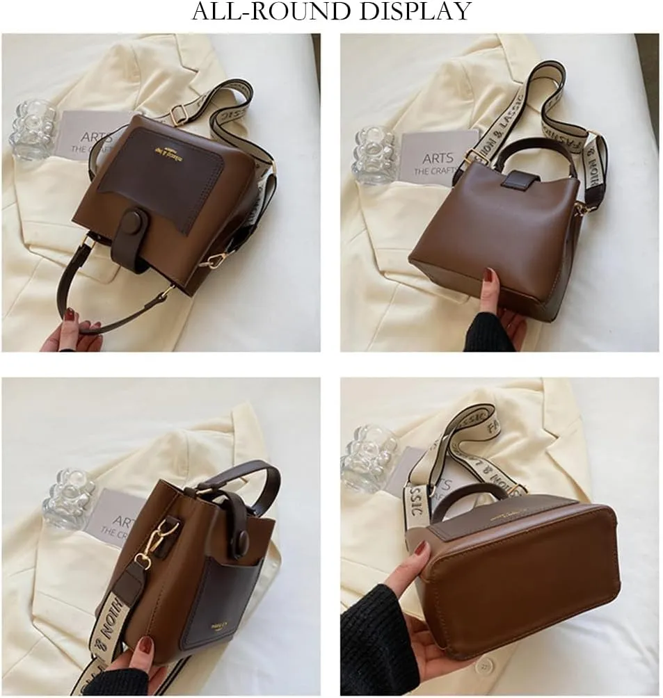 Top Handle Bucket Bag Hobo Bucket Handbag with Guitar Strap Small Crossbody Shoulder Bucket Bags and Purses