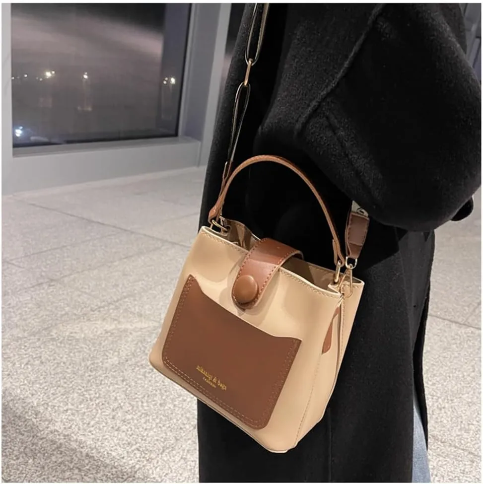 Top Handle Bucket Bag Hobo Bucket Handbag with Guitar Strap Small Crossbody Shoulder Bucket Bags and Purses
