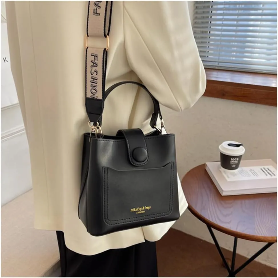 Top Handle Bucket Bag Hobo Bucket Handbag with Guitar Strap Small Crossbody Shoulder Bucket Bags and Purses