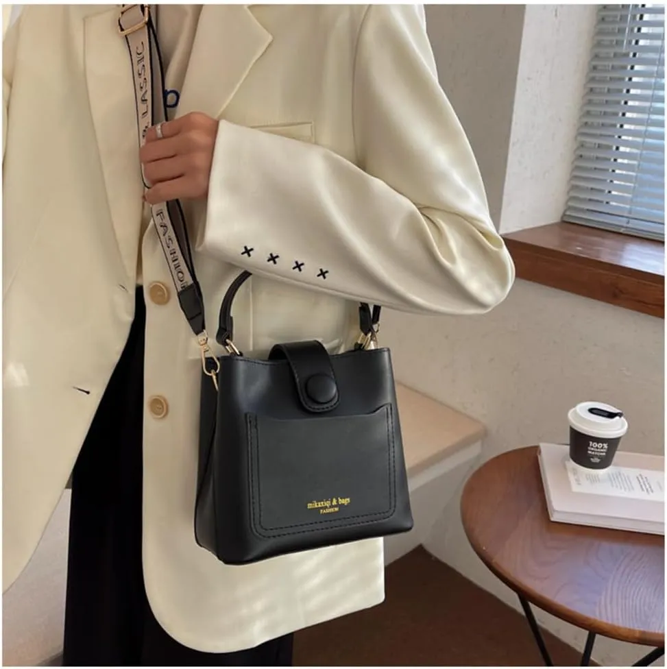Top Handle Bucket Bag Hobo Bucket Handbag with Guitar Strap Small Crossbody Shoulder Bucket Bags and Purses
