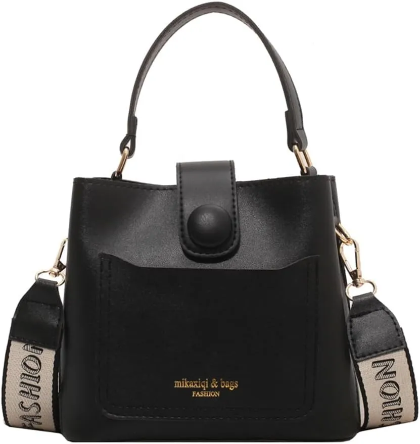 Top Handle Bucket Bag Hobo Bucket Handbag with Guitar Strap Small Crossbody Shoulder Bucket Bags and Purses