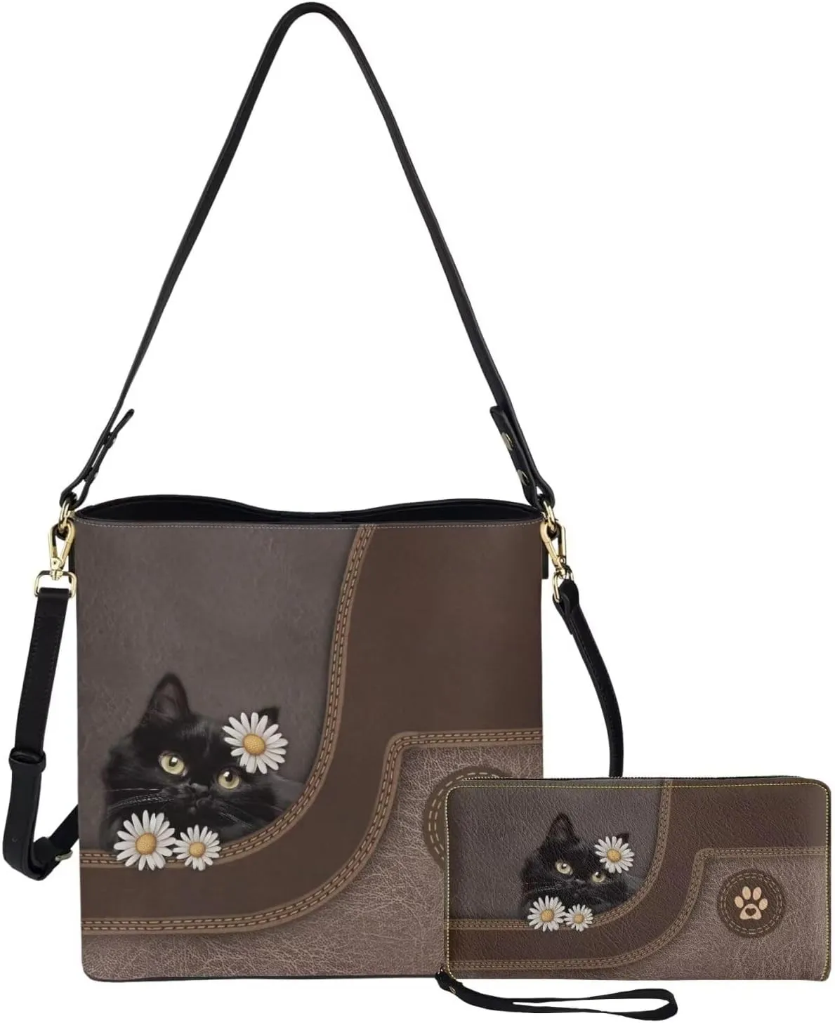 Tote Bags Set 2 Piece Crossbody Bags Shoulder Purses for Women with Adjustable Shoulder Strap Wallet Women Wristlet