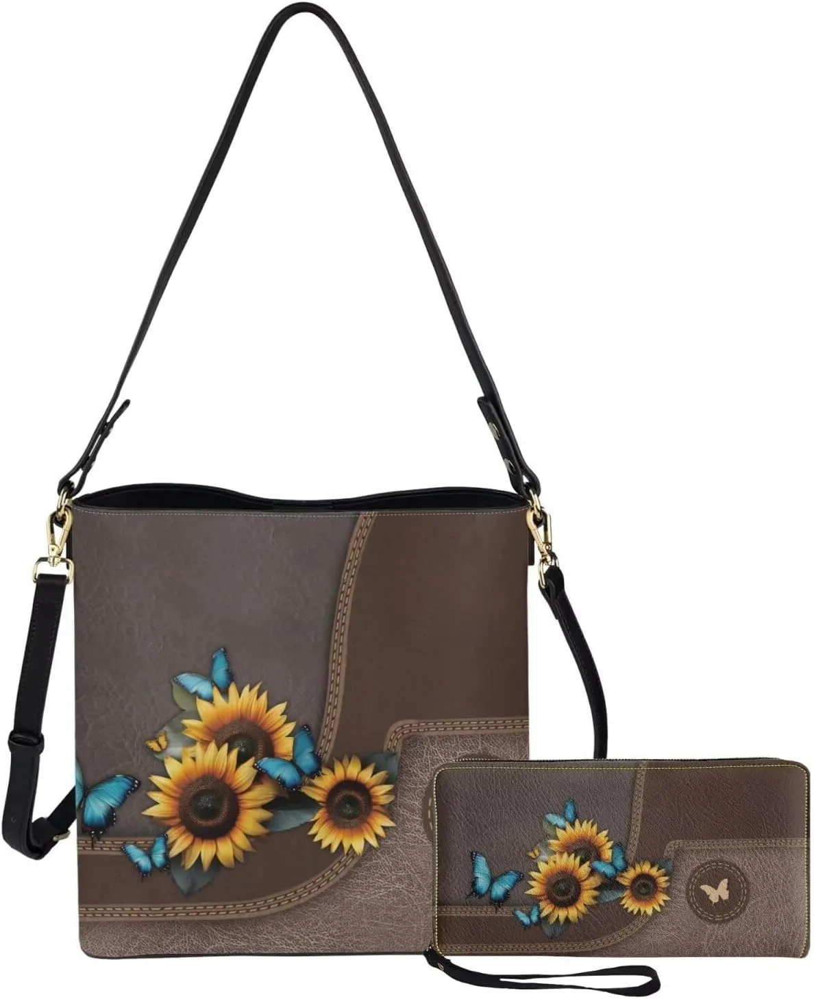 Tote Bags Set 2 Piece Crossbody Bags Shoulder Purses for Women with Adjustable Shoulder Strap Wallet Women Wristlet