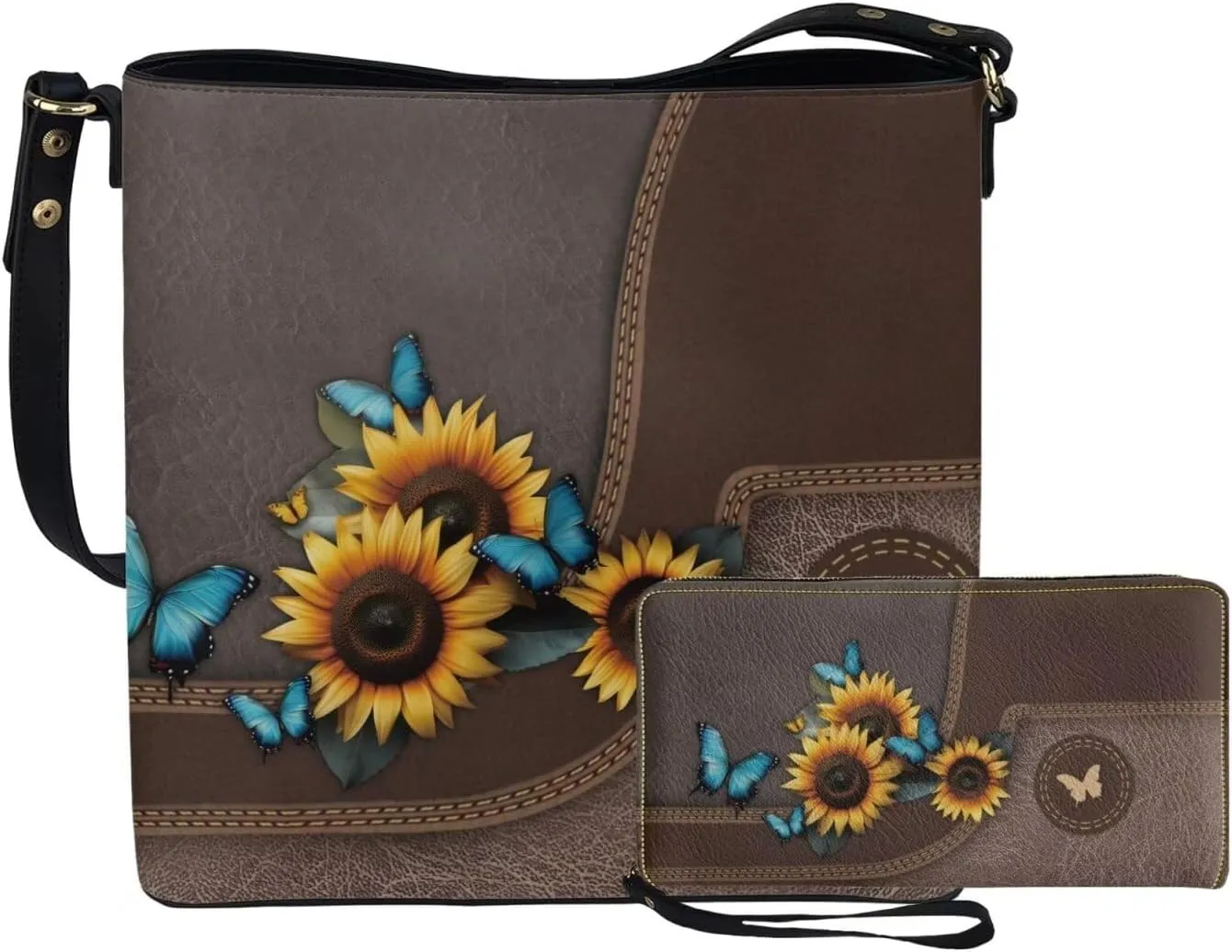 Tote Bags Set 2 Piece Crossbody Bags Shoulder Purses for Women with Adjustable Shoulder Strap Wallet Women Wristlet