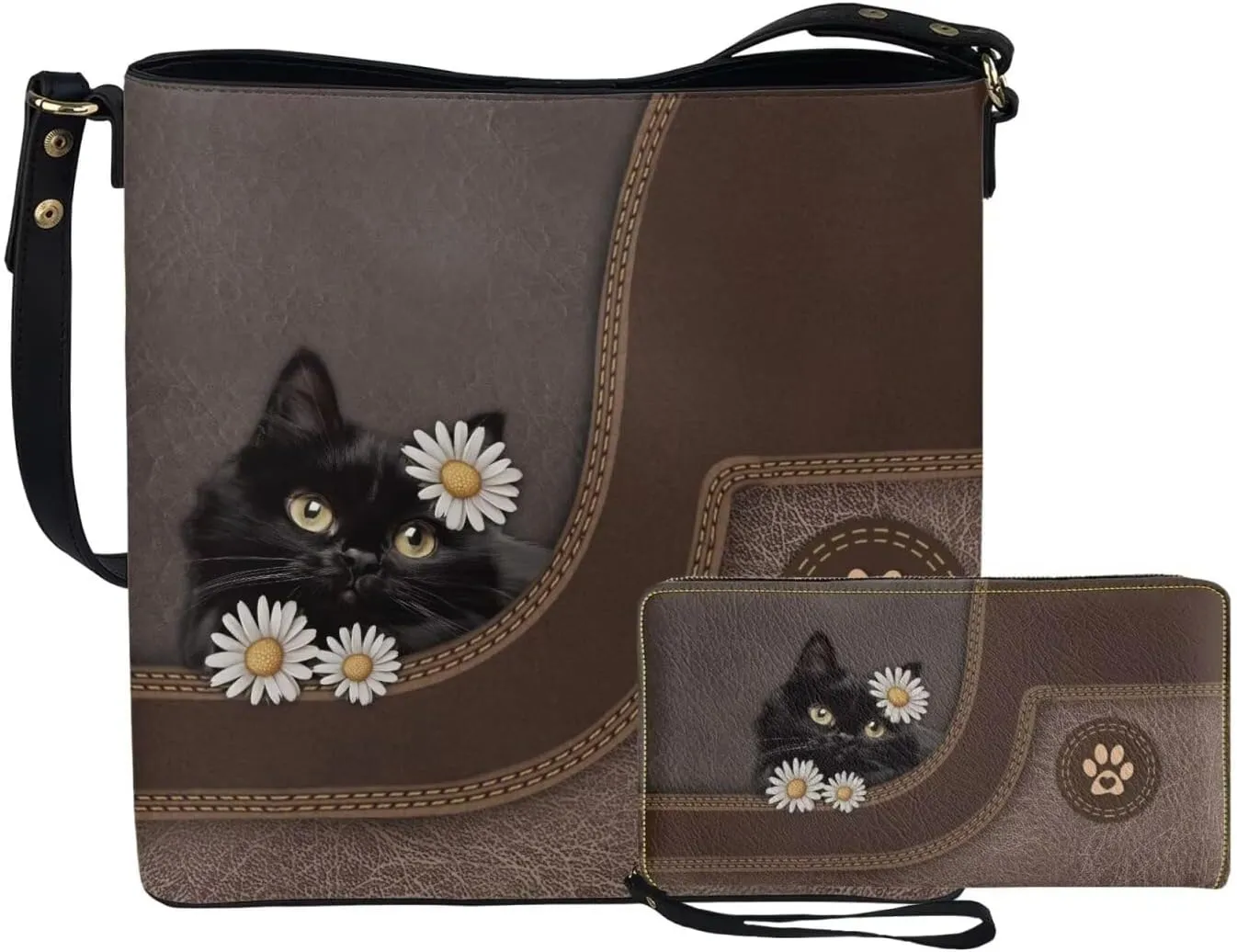 Tote Bags Set 2 Piece Crossbody Bags Shoulder Purses for Women with Adjustable Shoulder Strap Wallet Women Wristlet