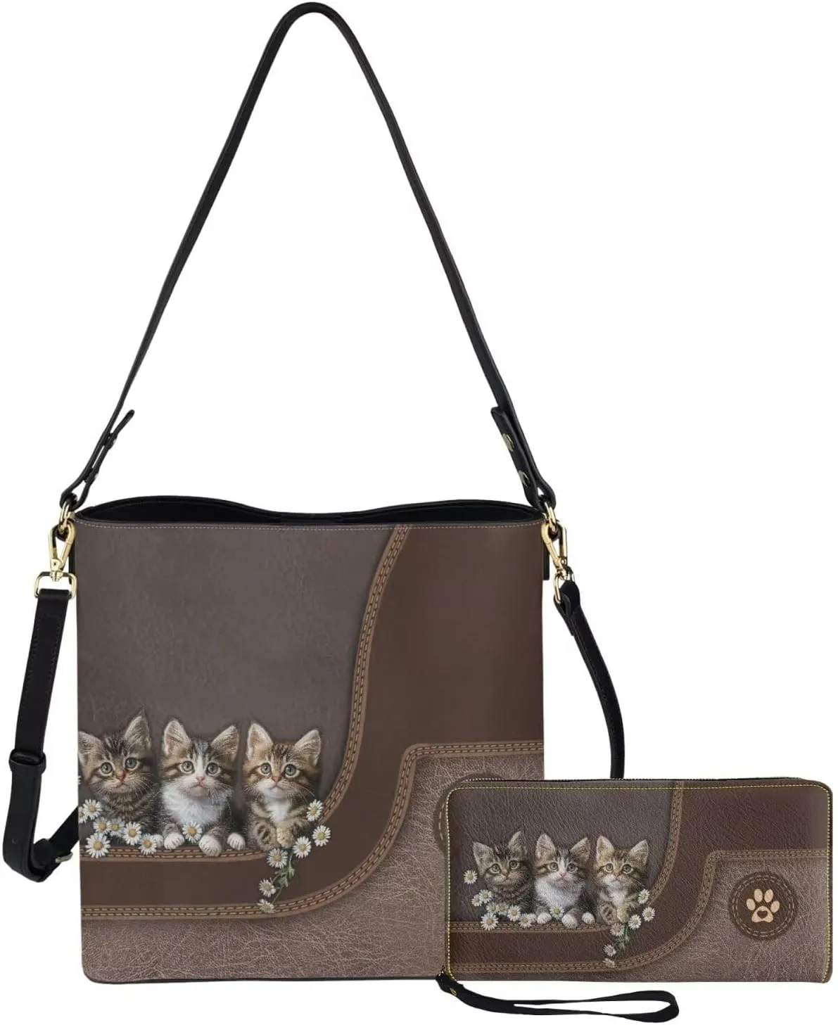 Tote Bags Set 2 Piece Crossbody Bags Shoulder Purses for Women with Adjustable Shoulder Strap Wallet Women Wristlet