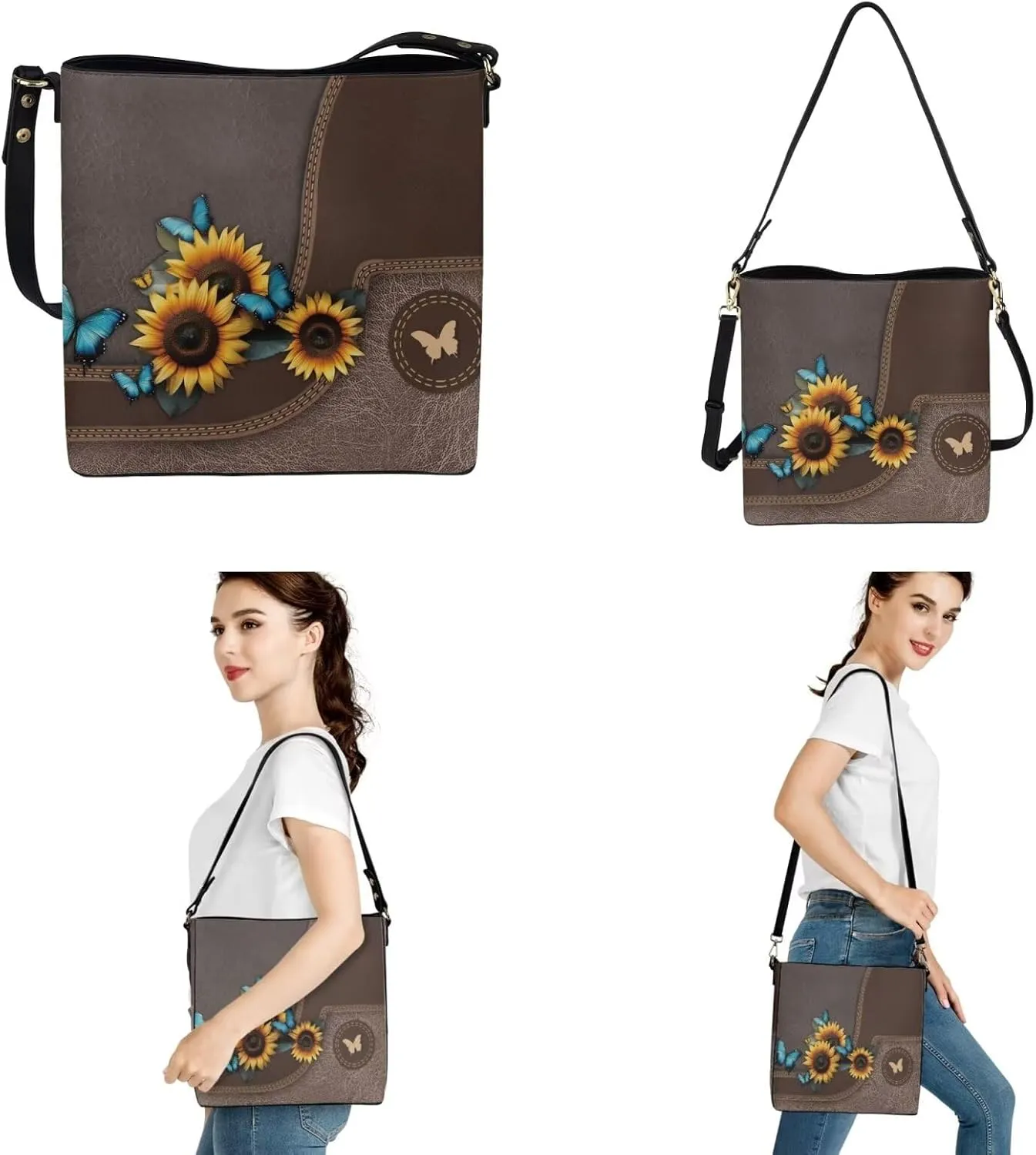 Tote Bags Set 2 Piece Crossbody Bags Shoulder Purses for Women with Adjustable Shoulder Strap Wallet Women Wristlet