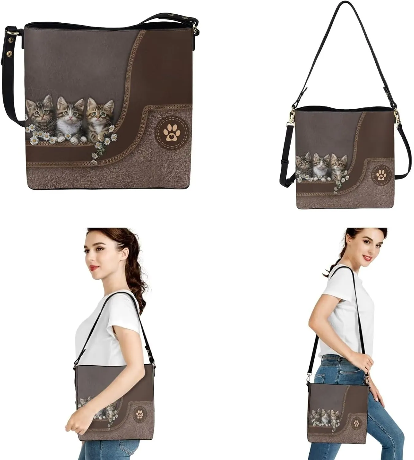Tote Bags Set 2 Piece Crossbody Bags Shoulder Purses for Women with Adjustable Shoulder Strap Wallet Women Wristlet