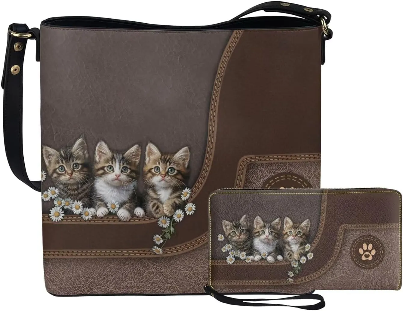 Tote Bags Set 2 Piece Crossbody Bags Shoulder Purses for Women with Adjustable Shoulder Strap Wallet Women Wristlet