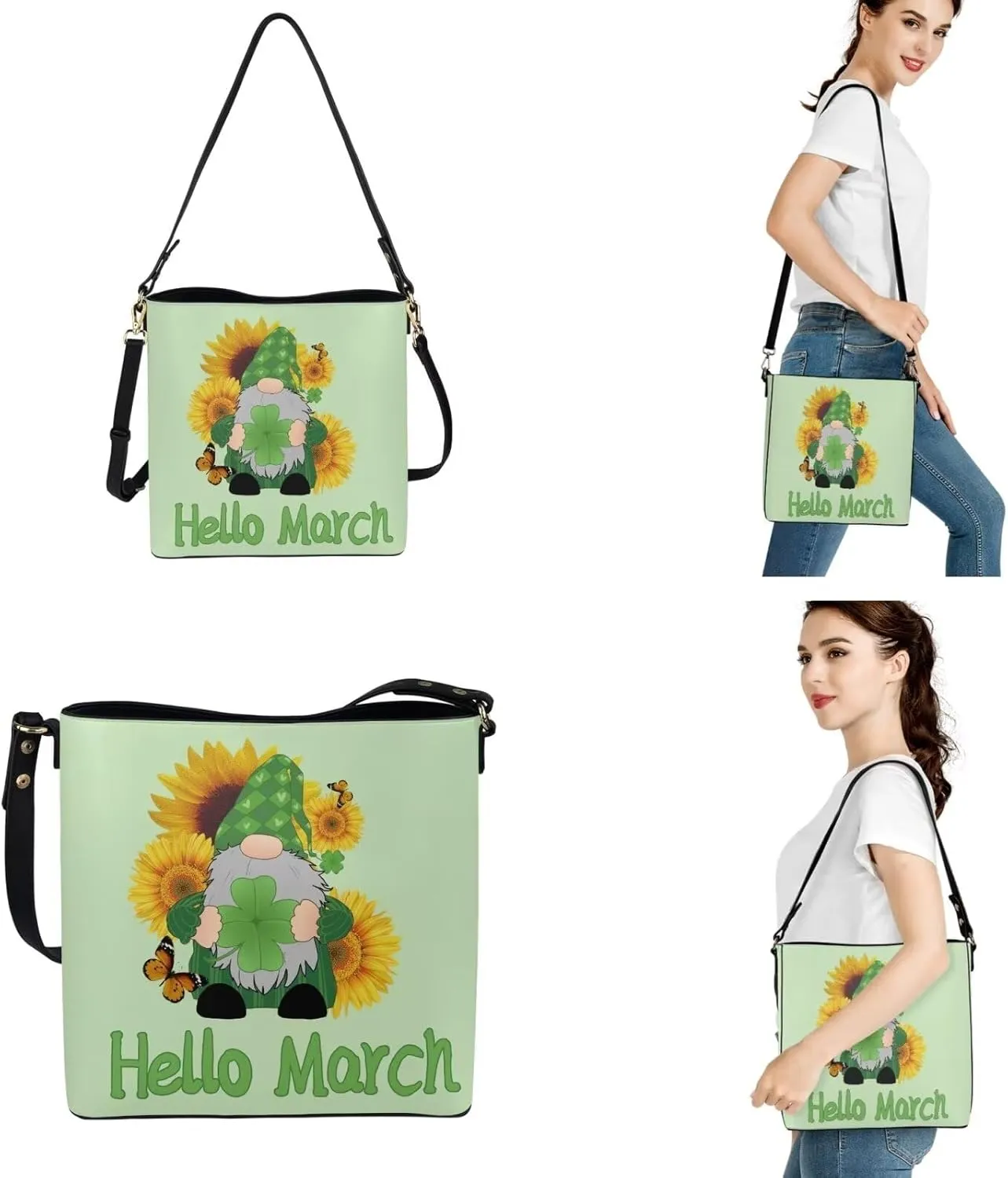 Tote Purse and Wallet Set for Women St. Patrick's Day Leather Shoulder Satchel Handbags
