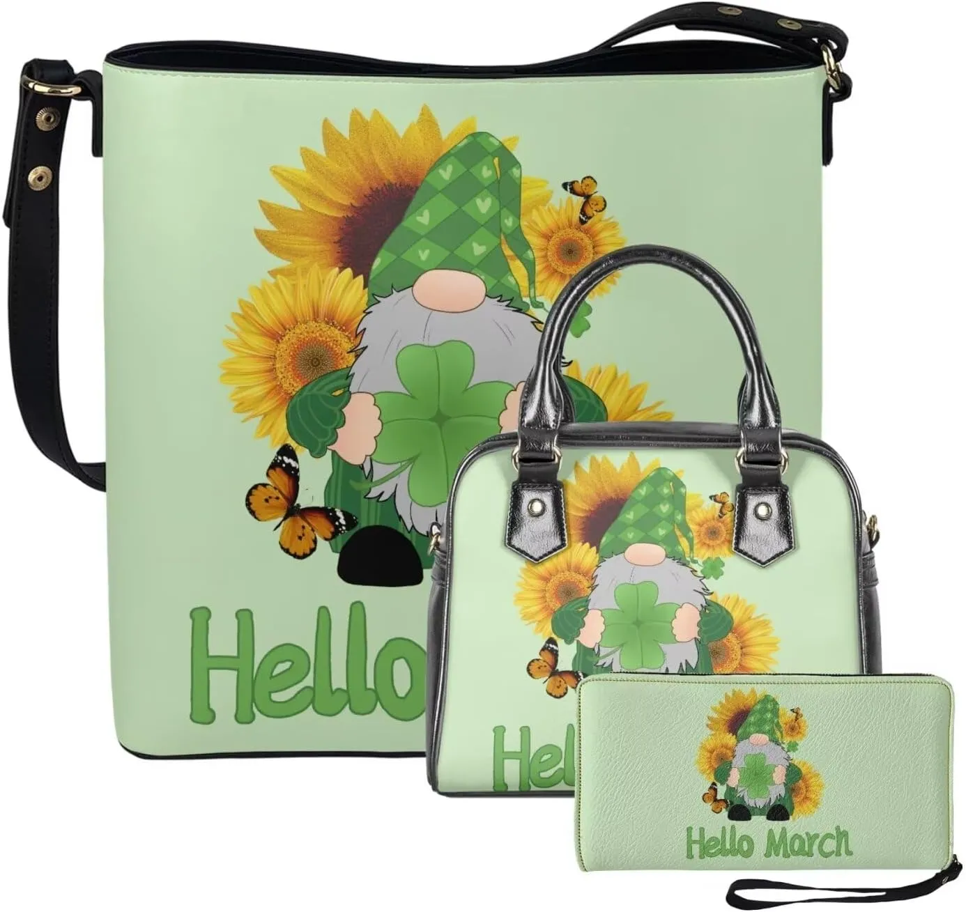 Tote Purse and Wallet Set for Women St. Patrick's Day Leather Shoulder Satchel Handbags