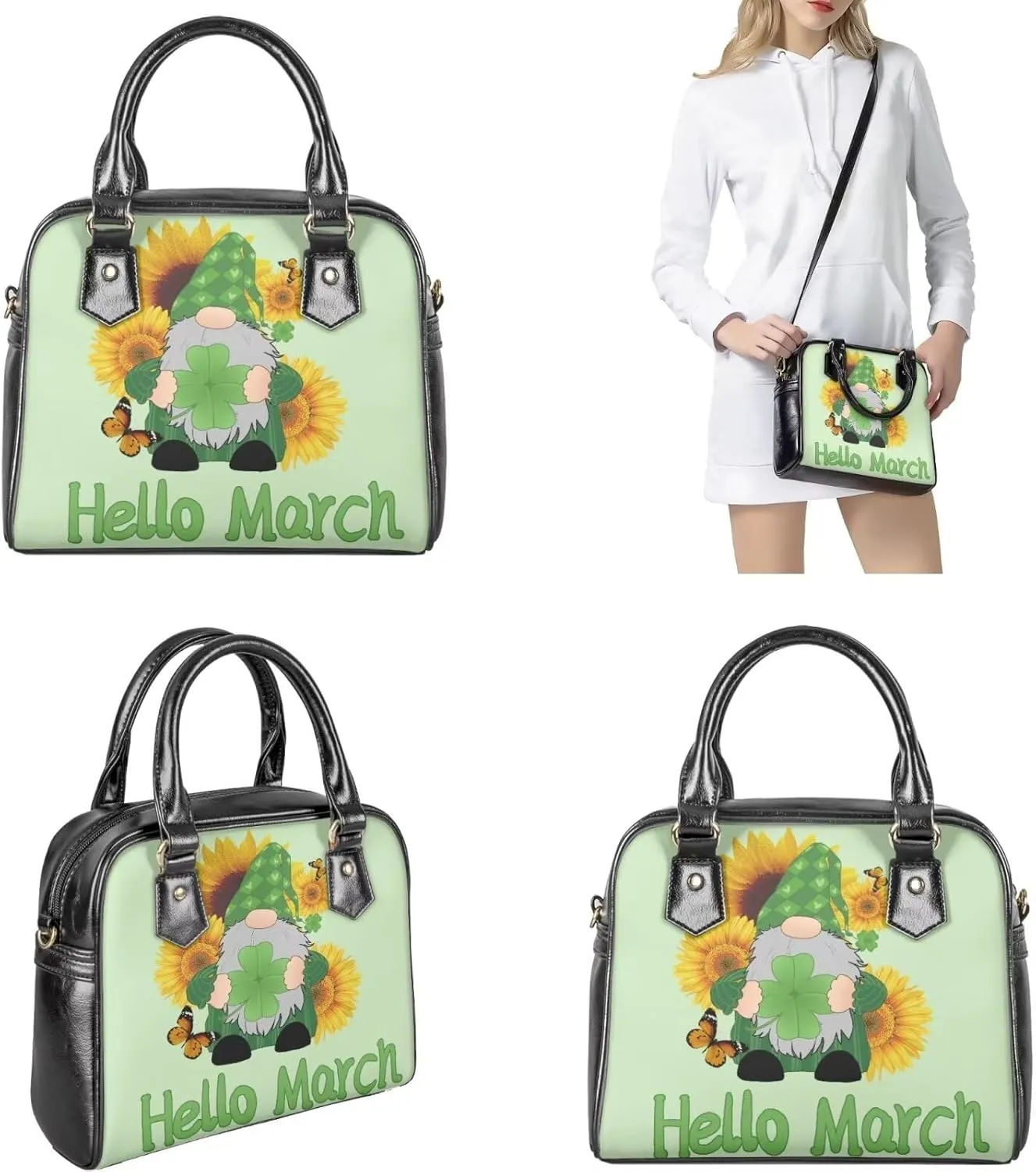 Tote Purse and Wallet Set for Women St. Patrick's Day Leather Shoulder Satchel Handbags