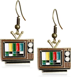 Unique Lightweight Funny Creative Nostalgic 70s 80s 90s Cassette Tape Dangle Drop Earrings Mini Acrylic Vintage Television Dangling Earrings for Women Statement Black Earrings Birthday Gifts