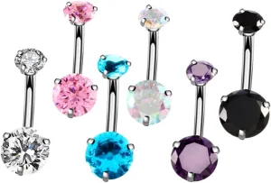 VALICLUD Elegant Zircon Navel Rings Collection 6pcs Set Belly Button Piercing Jewelry Durable -free