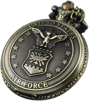 VIGOROSO Vintage Retro Pocket Watch UNITED STATES AIR FORCE Style Bronze Steampunk Chain in Box
