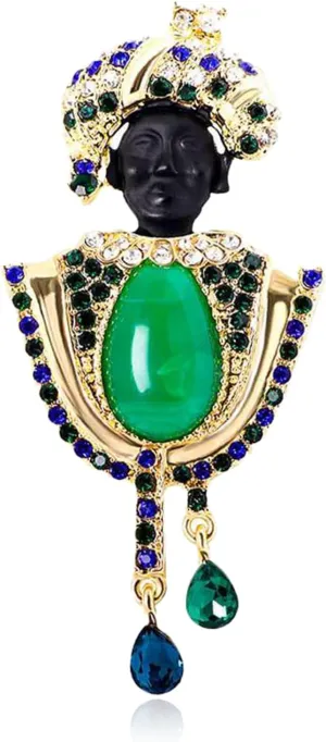 Vintage African Brooches for Women Men Elegant Rhinestone Juneteenth Pins Black History Month Queen Brooch Black Queen Power Ethnic Jewelry Accessories