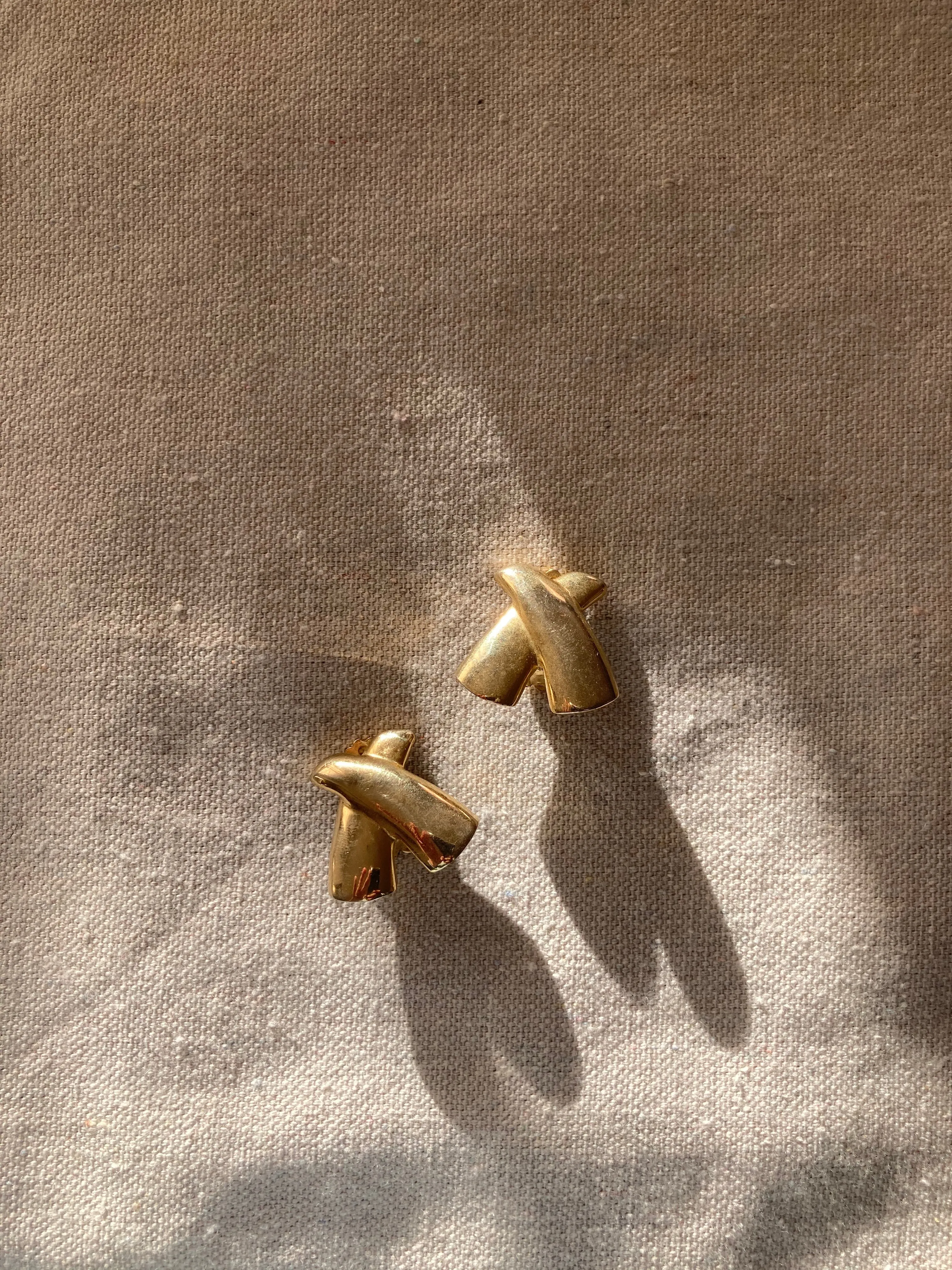 Vintage Gold Cross Earrings