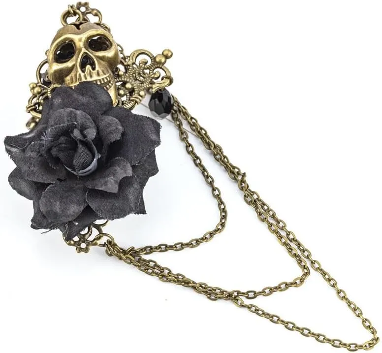 Vintage Skull Rose Tassel Chain Pin Brooch for Men & Women - Punk, Gothic Suit Tie Lapel Pin Clip - Perfect Boyfriend Gifts