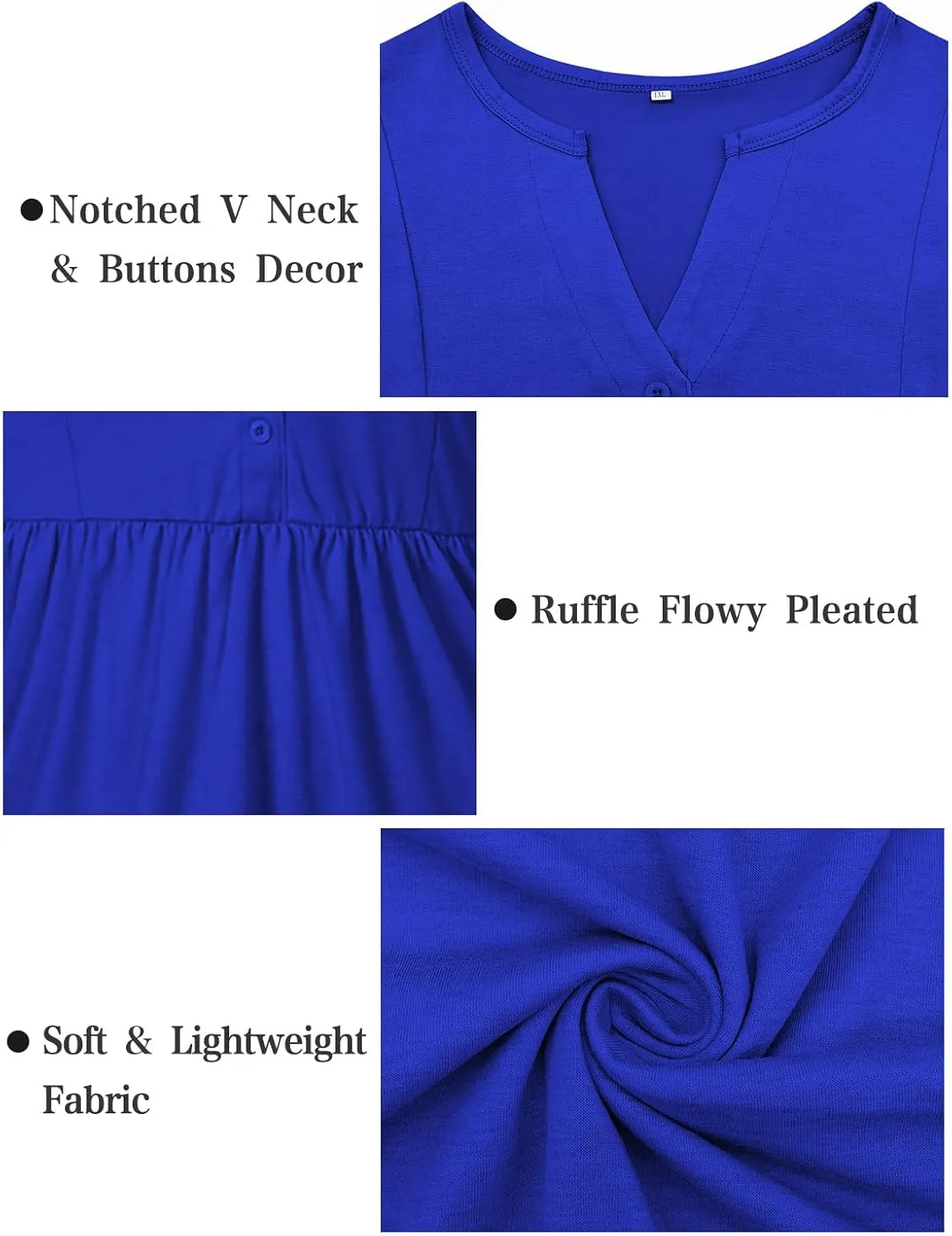 VISLILY Womens-Plus-Size-Sleeveless-Henley-Shirts Casual V Neck Summer Tank Tops Flowy Pleated Tunics Cute Buttons Up Blouses
