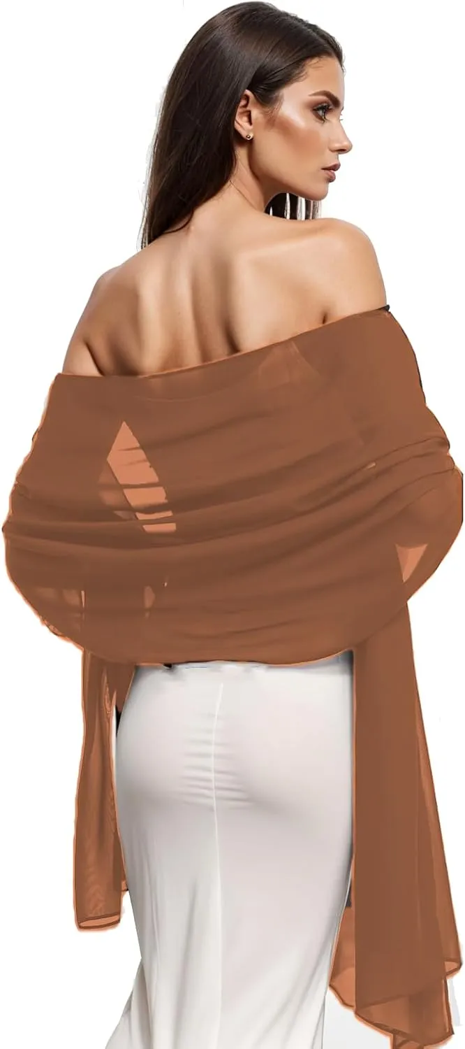 Wander Agio Womens Shawl Party Wraps Evening Dress Bridesmaid Long Scarves for Wedding Lightweight Chiffon Translucent