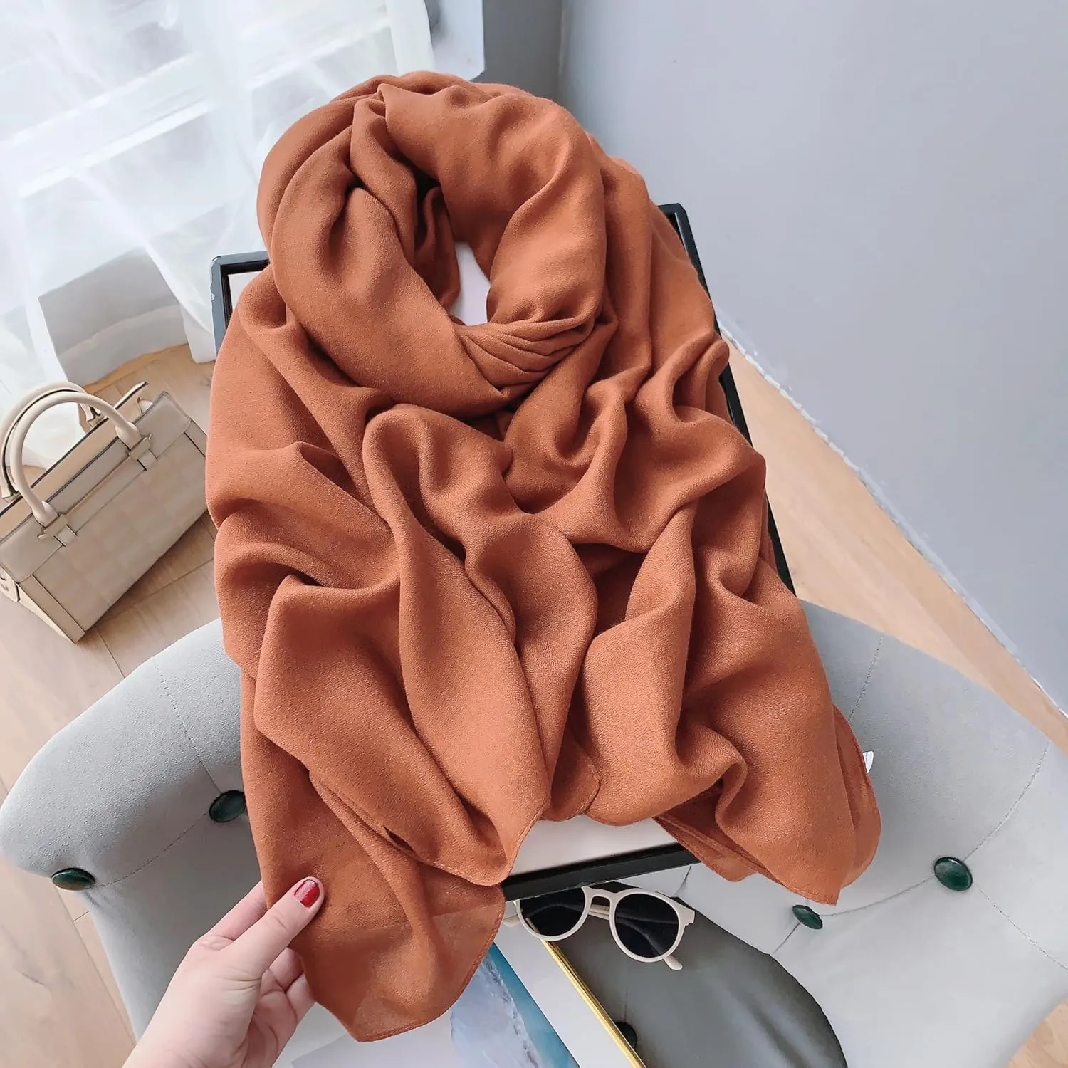 Wander Agio Womens Shawl Party Wraps Evening Dress Bridesmaid Long Scarves for Wedding Lightweight Chiffon Translucent