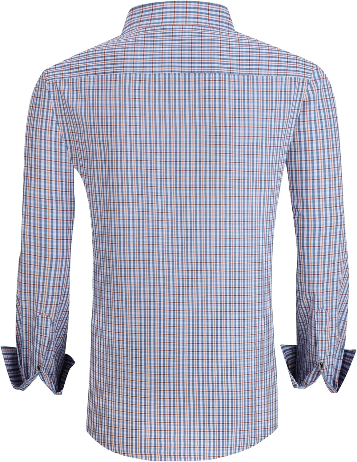WARHORSEE Mens Casual Button Down Shirts Wrinkle Free 4-Way Stretch Dress Shirs Long Sleeve Plaid Business Shirts for Men