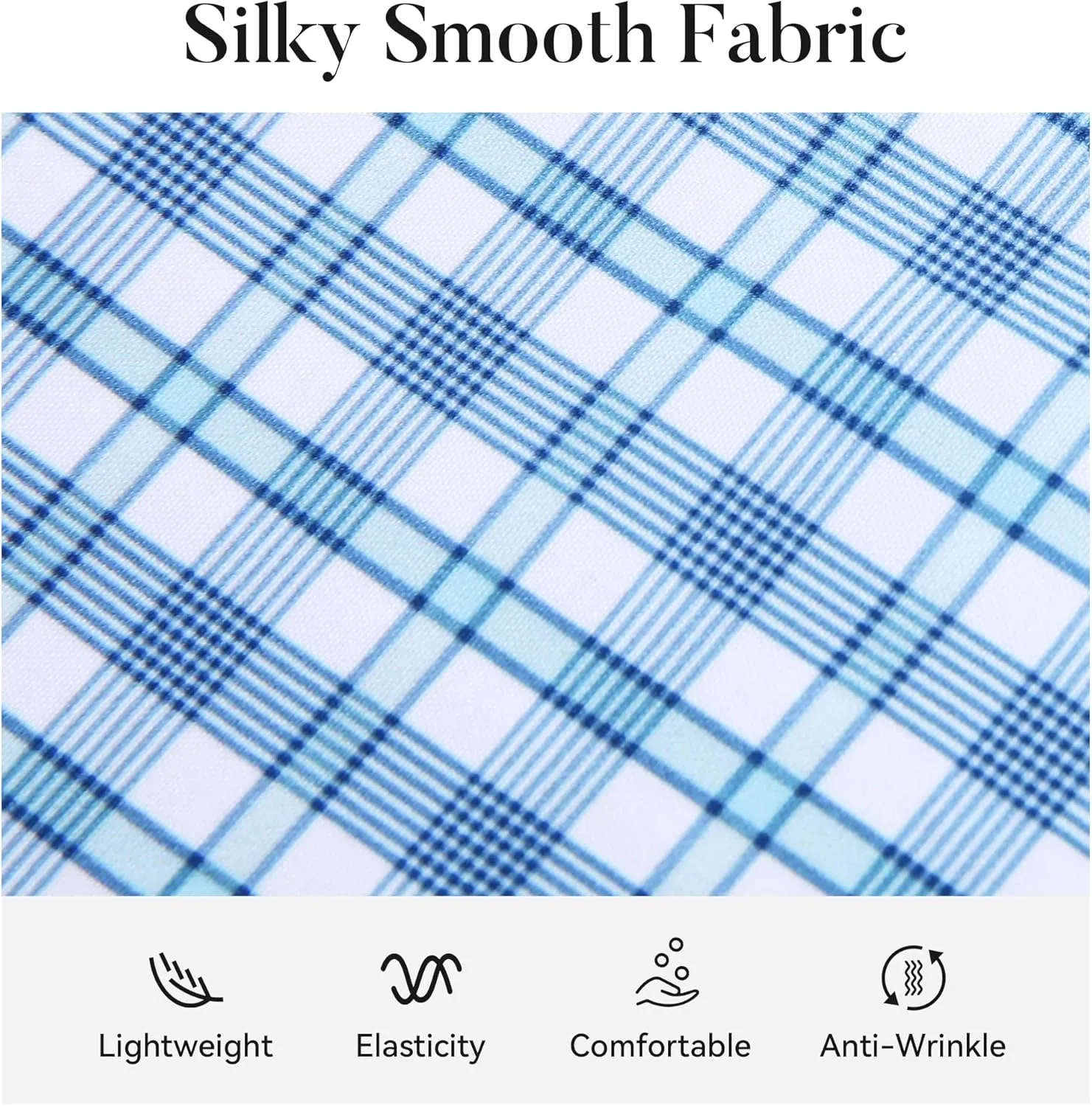 WARHORSEE Mens Casual Button Down Shirts Wrinkle Free 4-Way Stretch Dress Shirs Long Sleeve Plaid Business Shirts for Men