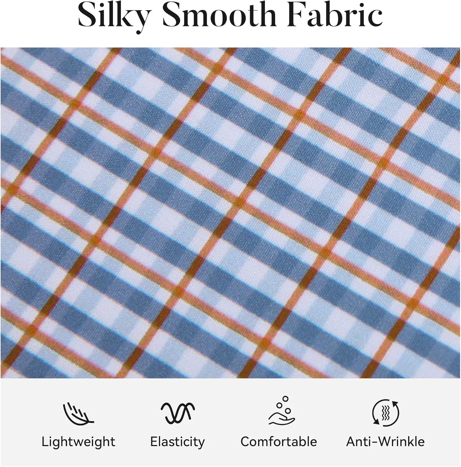 WARHORSEE Mens Casual Button Down Shirts Wrinkle Free 4-Way Stretch Dress Shirs Long Sleeve Plaid Business Shirts for Men