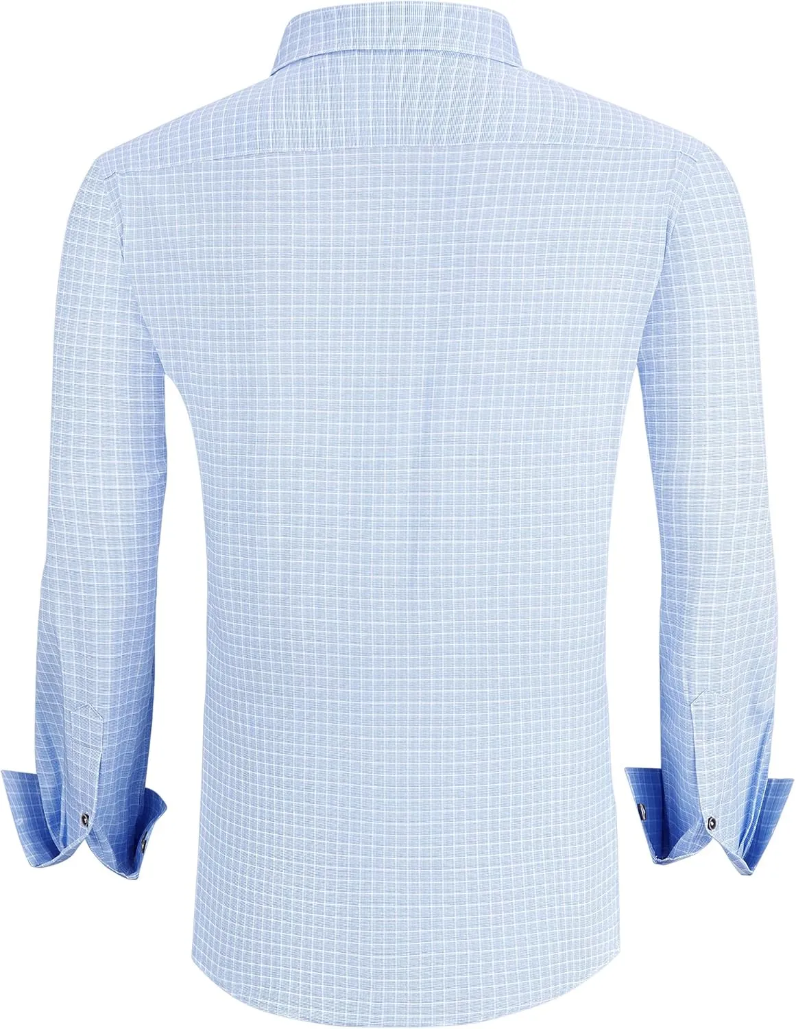 WARHORSEE Mens Casual Button Down Shirts Wrinkle Free 4-Way Stretch Dress Shirs Long Sleeve Plaid Business Shirts for Men