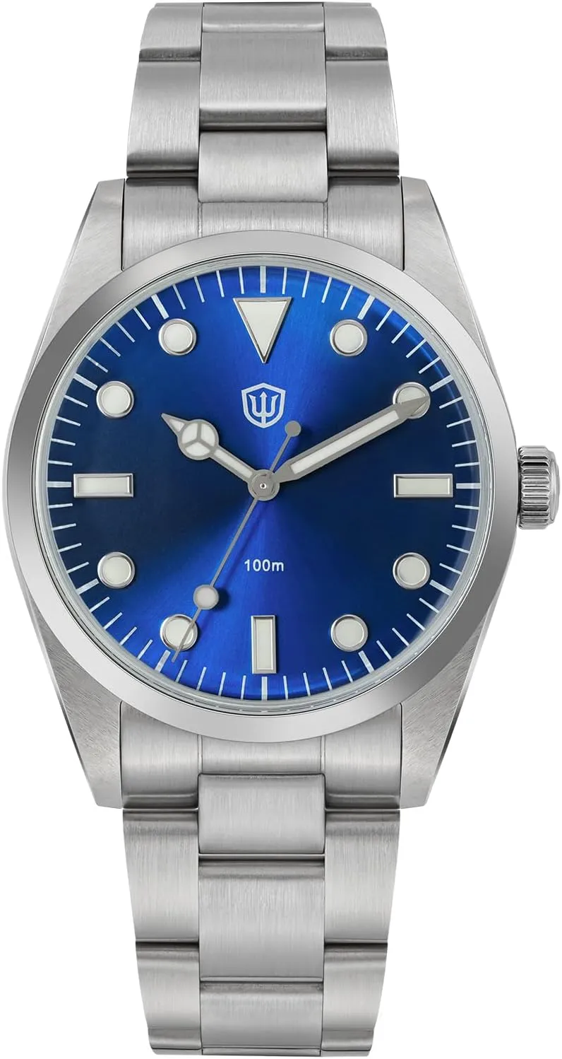 watchdives VH31 Quartz Watch, WD1016 Men Watches 37mm Dial Stainless Steel Wristwatch Sweep Sports Watch 100M Waterproof