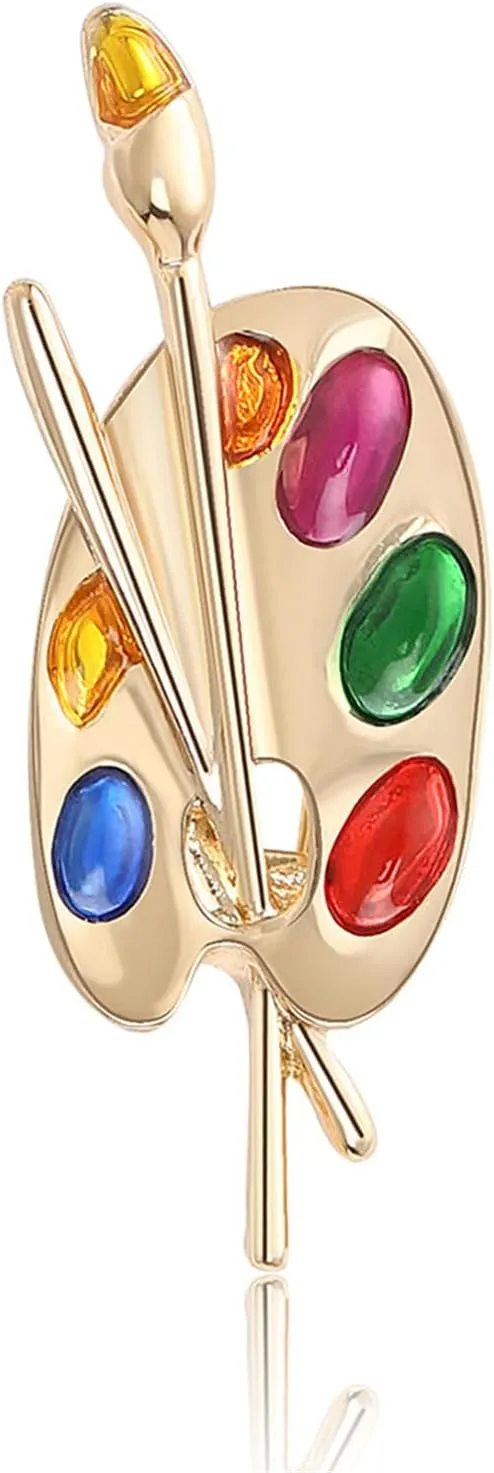 WCRAZYE Painter Palette Brooch Pin for Women Girls Dainty Colorful Paint Palette Brush Artist Painter Lapel Pin Gift Jewelry Art Teacher Hat Bag Suit Tie Birthday Xmas Badges Painting Lovers Girlfriend Art Deco