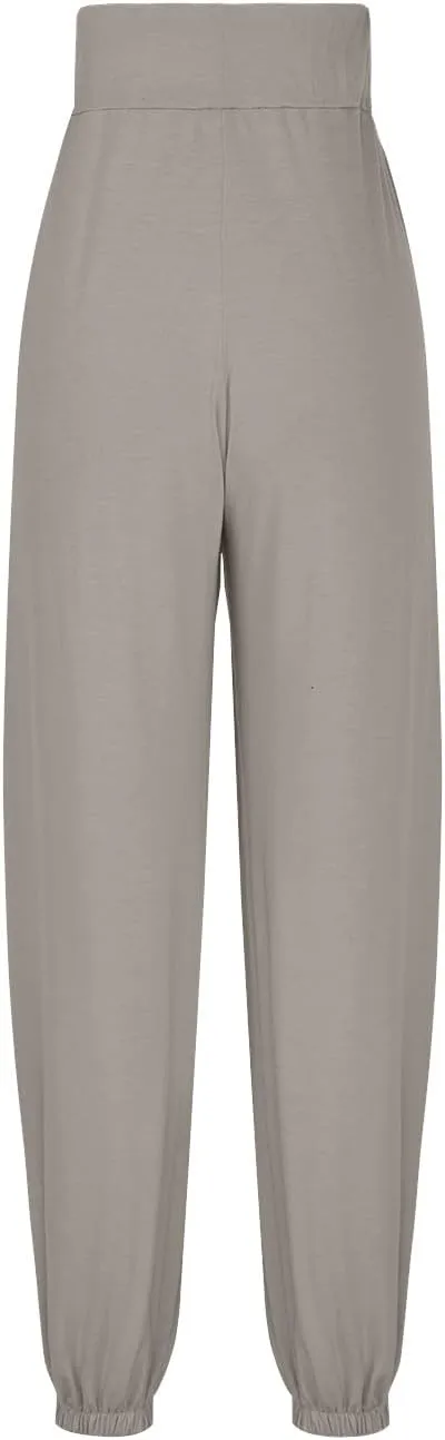Wide Leg Pants Woman Baggy Lightweight Casual Drawstring Elastic Waisted Palazzo Harem Slacks Clothes Trousers Pockets